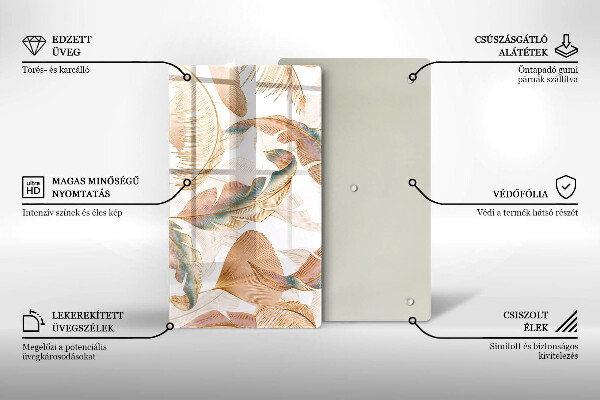 Glashällskydd modern Boho fjädrar och löv