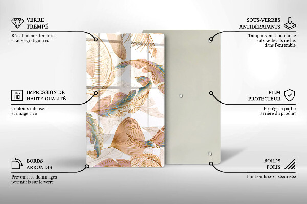 Glashällskydd modern Boho fjädrar och löv