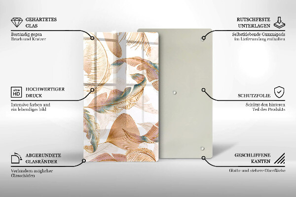 Glashällskydd modern Boho fjädrar och löv