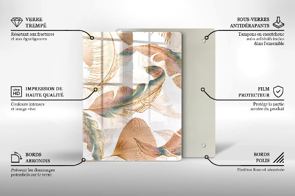 Glashällskydd modern Boho fjädrar och löv