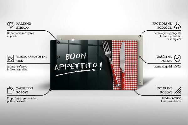 Glashällskydd original Inskriptionen buon appetito!