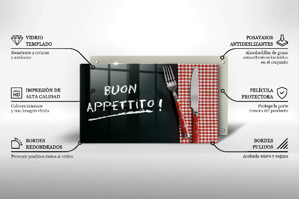Glashällskydd original Inskriptionen buon appetito!