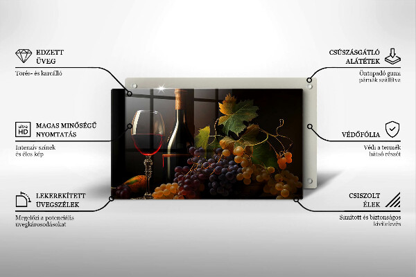 Kokkärlskydd original Ett glas vin och druvor