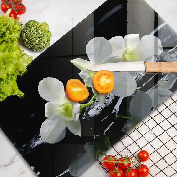 Spisskyddsplatta original Vita blommor i vatten zen