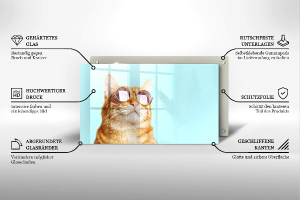 Spisskyddsplatta original Ingefära katt med glasögon