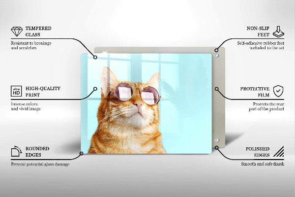 Spisskyddsplatta original Ingefära katt med glasögon