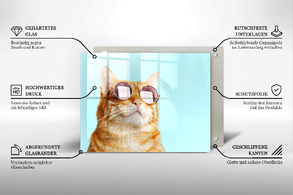 Spisskyddsplatta original Ingefära katt med glasögon