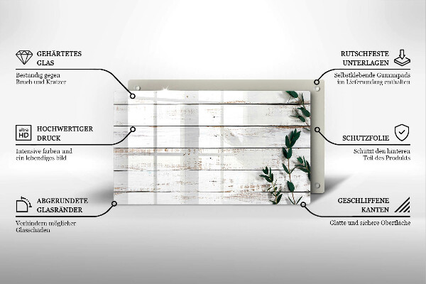 Spisskyddsplatta original Gamla brädor och löv