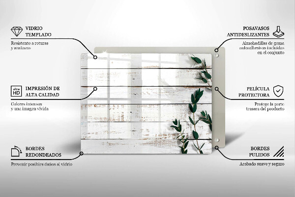 Spisskyddsplatta original Gamla brädor och löv