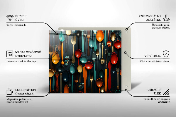 Skydd för induktionsspis unik Färgglada skedar och gafflar