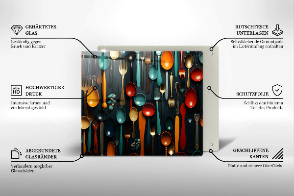 Skydd för induktionsspis unik Färgglada skedar och gafflar