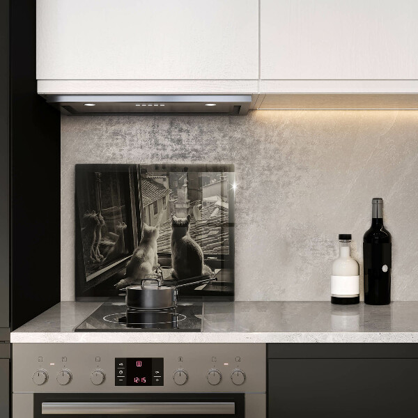 Spisskyddsplatta unik Katter stad och fönster