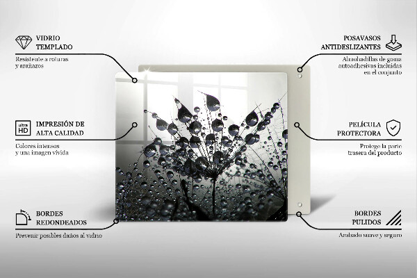 Spisskyddsplatta unik Maskrosor och dagg