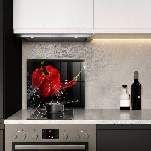 Spisskyddsplatta unik Röd paprika i vatten