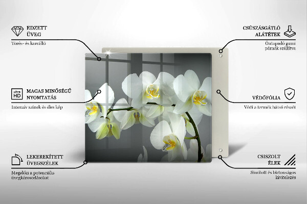 Spisskyddsplatta unik Vita orkidéblommor
