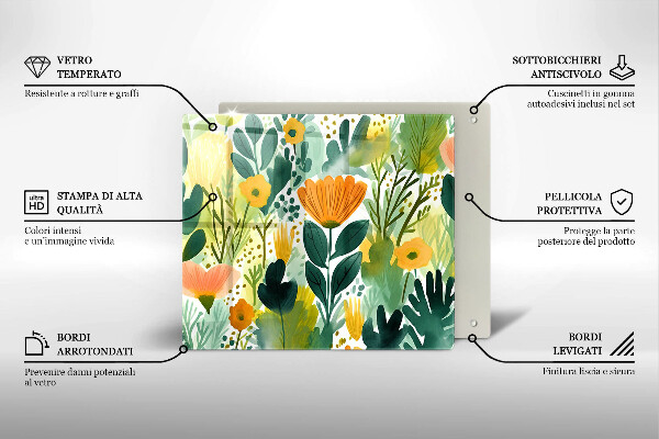 Skydd för induktionsspis unik Målade blommor