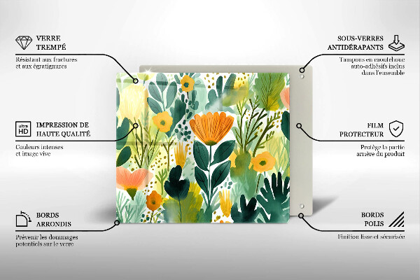 Skydd för induktionsspis unik Målade blommor