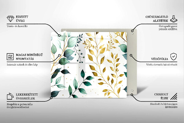 Skydd för induktionsspis unik Gröna och guldiga blad