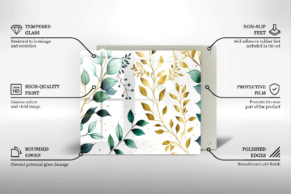 Skydd för induktionsspis unik Gröna och guldiga blad