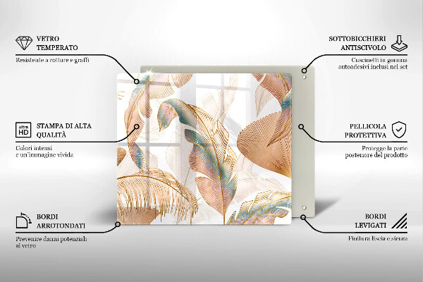 Skydd för induktionsspis unik Boho fjädrar och löv