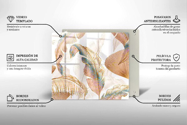 Skydd för induktionsspis unik Boho fjädrar och löv