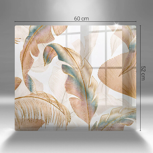 Skydd för induktionsspis unik Boho fjädrar och löv