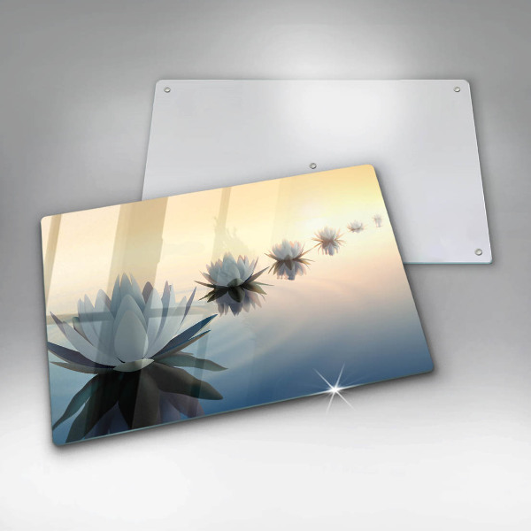 Spisskyddsplatta elegant Lilja blommar på vattnet