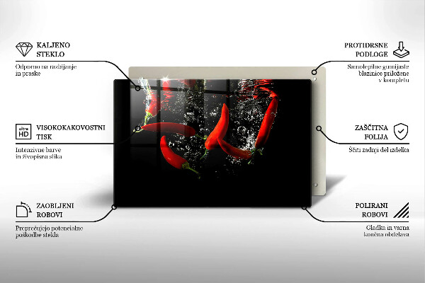 Spisskyddsplatta elegant Chilipeppar i vatten