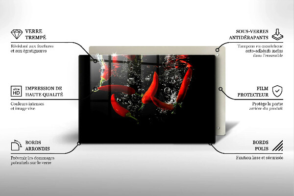 Spisskyddsplatta elegant Chilipeppar i vatten