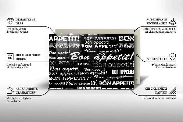 Spisskyddsplatta elegant Kökstexter God aptit