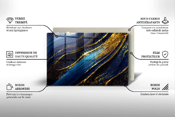 Skydd för induktionsspis elegant Marinblå abstraktion