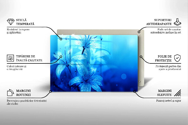 Skydd för induktionsspis elegant Blå blommor