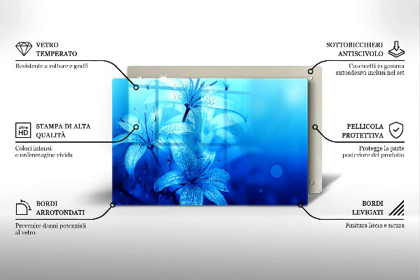 Skydd för induktionsspis elegant Blå blommor