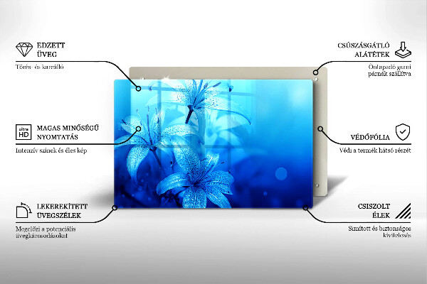 Skydd för induktionsspis elegant Blå blommor