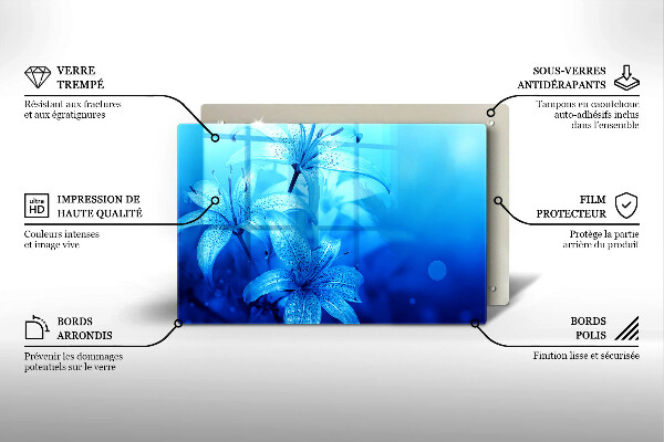 Skydd för induktionsspis elegant Blå blommor