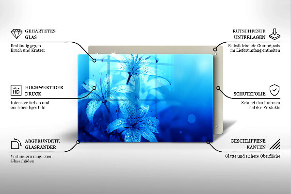 Skydd för induktionsspis elegant Blå blommor