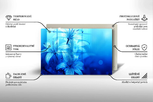 Skydd för induktionsspis elegant Blå blommor