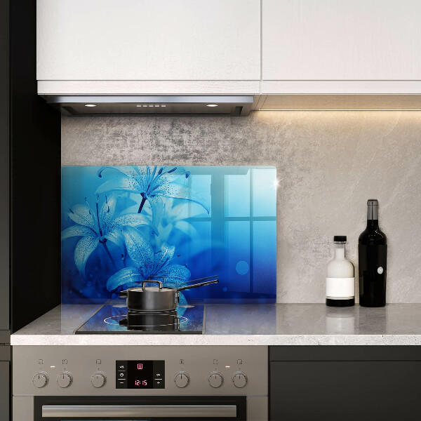 Skydd för induktionsspis elegant Blå blommor