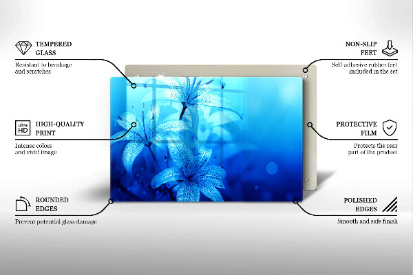 Skydd för induktionsspis elegant Blå blommor