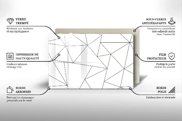Skydd för induktionsspis elegant Vita trianglar