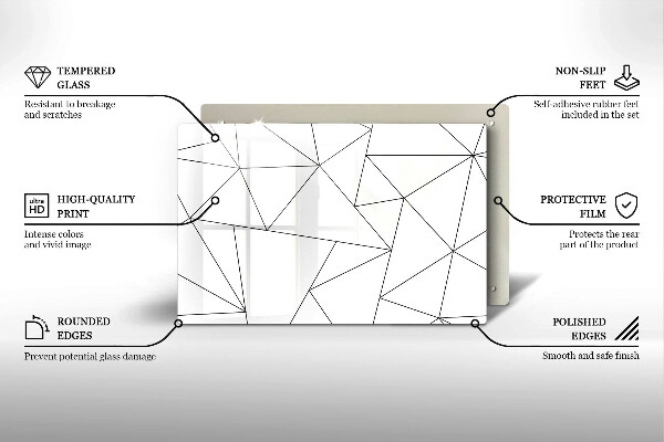 Skydd för induktionsspis elegant Vita trianglar