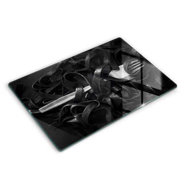 Spisskyddsplatta elegant Svart tagliatelle pasta