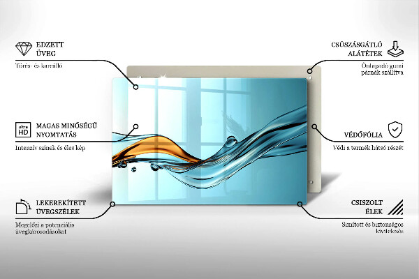 Spisskyddsplatta elegant Vatten på en blå bakgrund