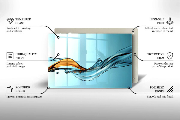Spisskyddsplatta elegant Vatten på en blå bakgrund