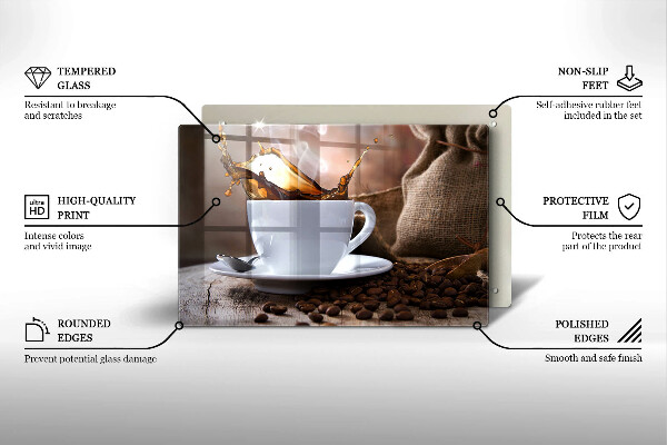 Spisskyddsplatta elegant Kopp och kaffebönor