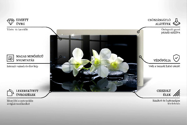 Spisskyddsplatta elegant Vita blommor i Zen vatten