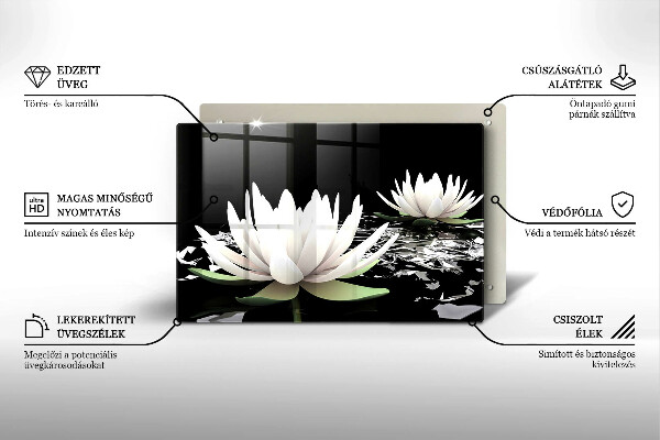 Spisskyddsplatta elegant Vita liljor på vattnet