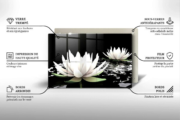 Spisskyddsplatta elegant Vita liljor på vattnet