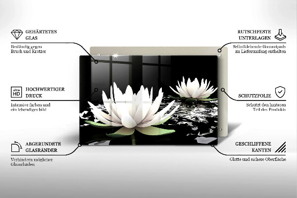 Spisskyddsplatta elegant Vita liljor på vattnet