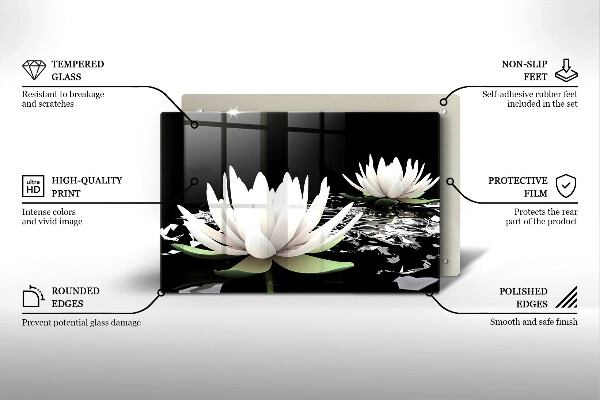 Spisskyddsplatta elegant Vita liljor på vattnet